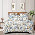 The Home Style Supersoft Cotton Feel Glace Cotton King Size Printed Flat Double Bedsheet with 2 Pillow Cover 400 TC Vanilla Mist
