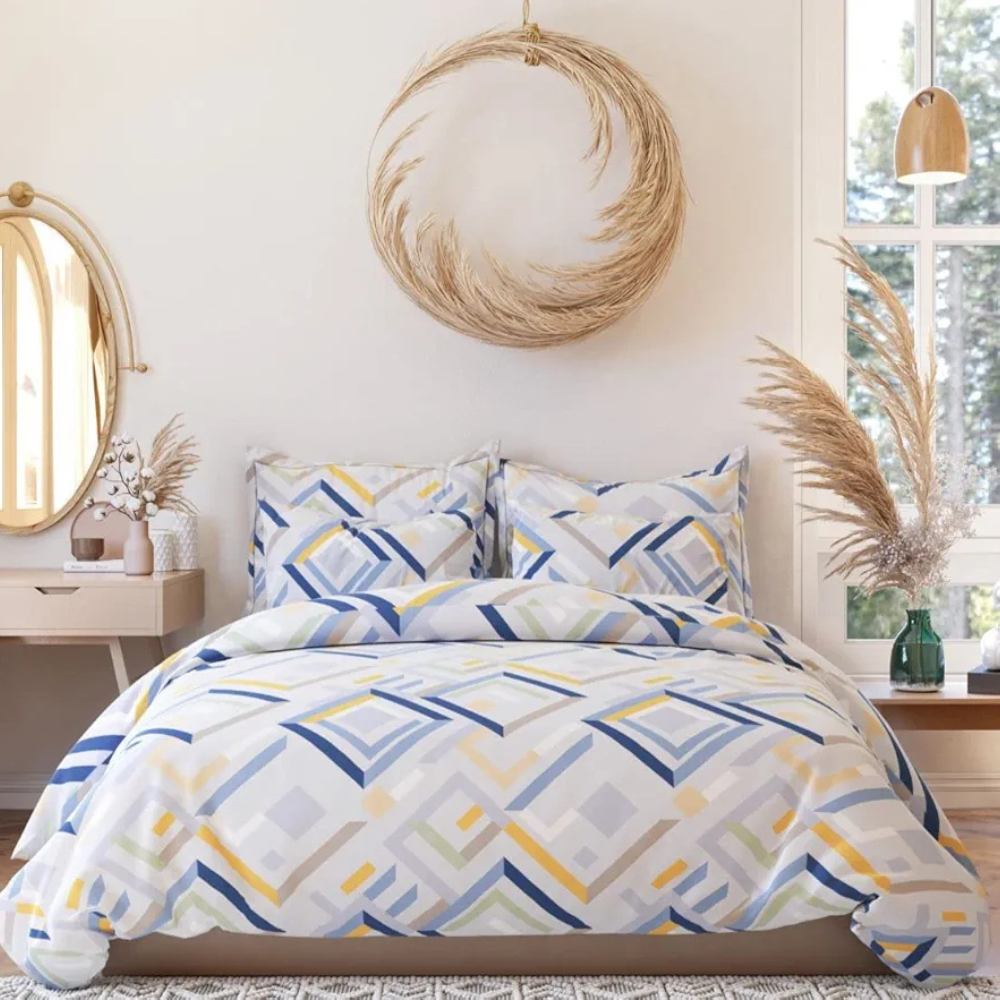 The Home Style Supersoft Cotton King Size Printed Flat Double Bedsheet with 2 Pillow Cover 400 TC Snow Blush