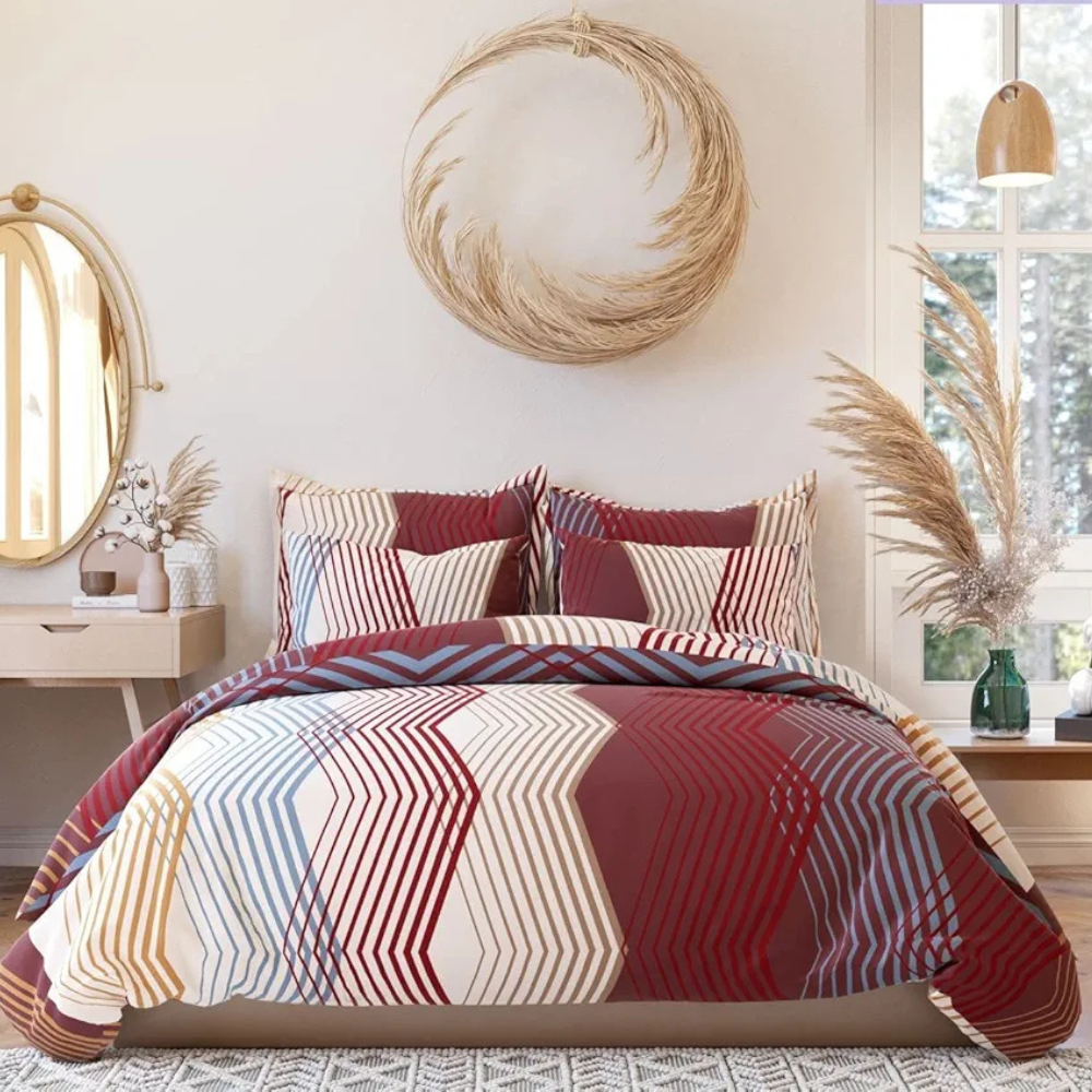 The Home Style Supersoft Cotton King Size Printed Flat Double Bedsheet with 2 Pillow Cover 400 TC Smoky Rose