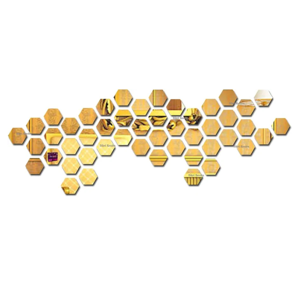 Bikri Kendra Hexagon Stickers for Wall Hexagon Wall Stickers Acrylic Wall Decor Hexagonal Mirror Wall Sticker