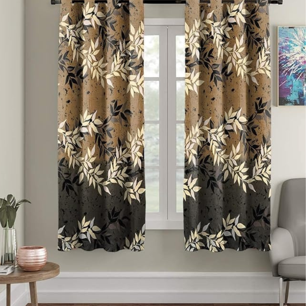 The Home Style Supersoft Printed Cotton Brushed Microfiber Eyelet Window Curtain 4x5 Feet  Grommet Curtain for Living Room