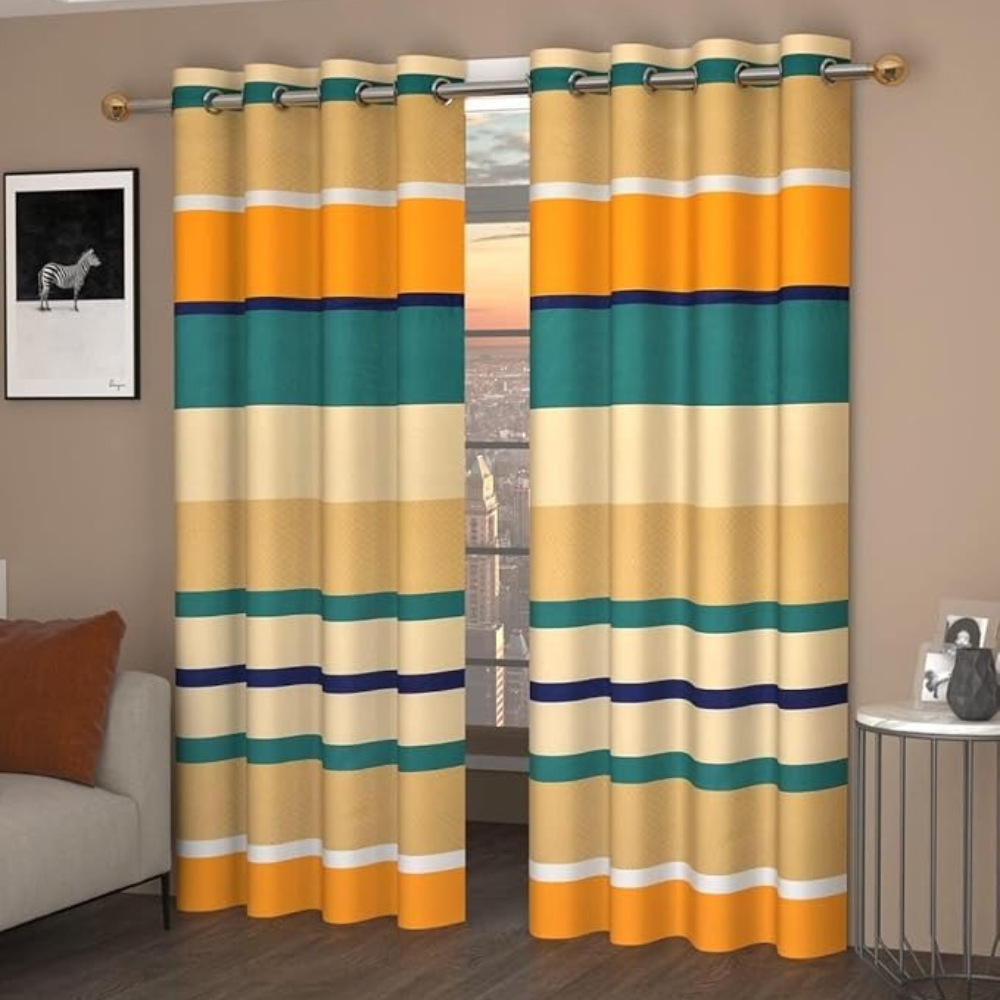 The Home Style Supersoft Printed Cotton Brushed Microfiber Eyelet Window Curtain 4x5 Feet  Grommet Curtain for Living Room
