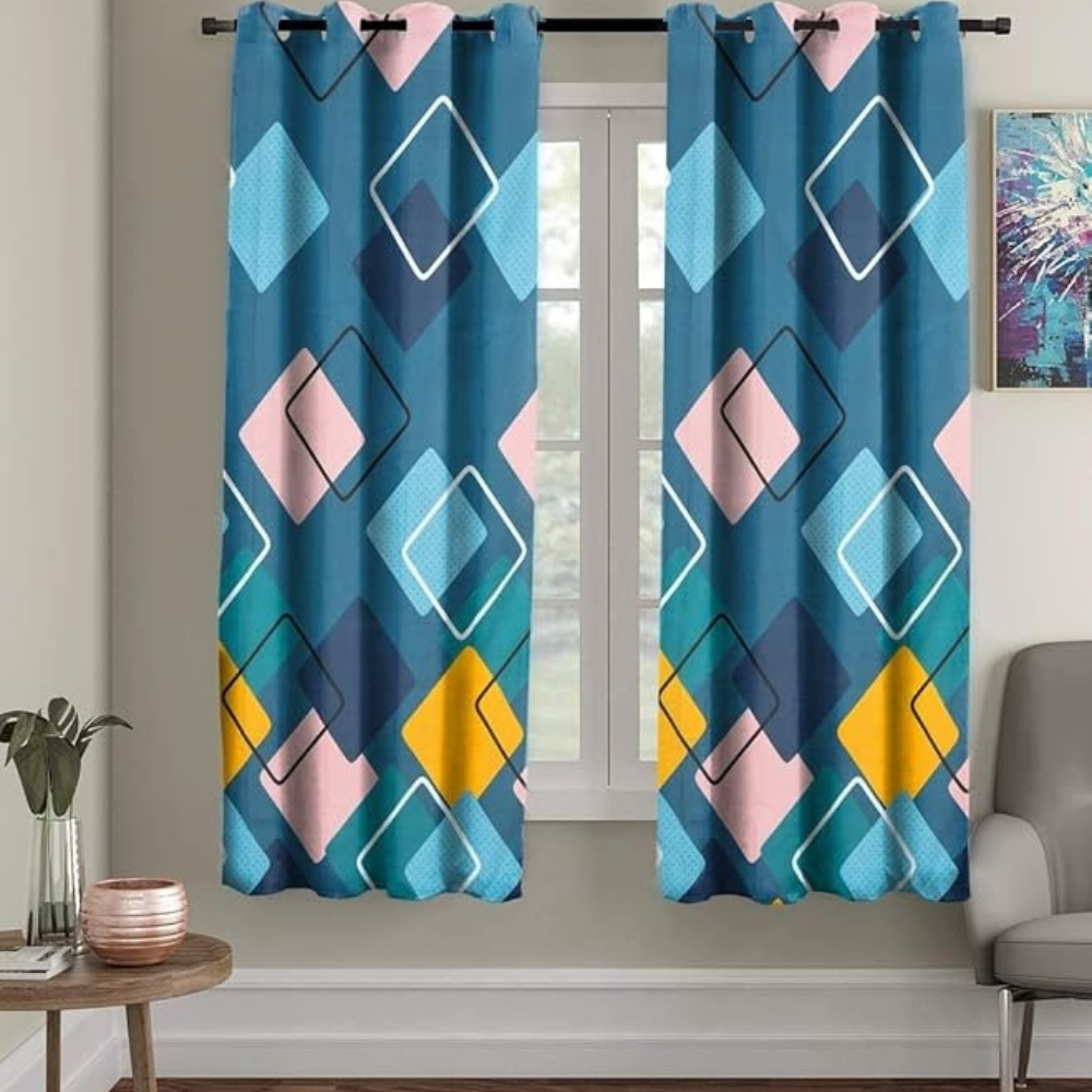 The Home Style Supersoft Printed Cotton Brushed Microfiber Eyelet Window Curtain 4x5 Feet  Grommet Curtain for Living Room