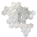 Bikri Kendra 31 Hexagon Silver Butterflies Silver Sticker for Wall Hexagon Stickers