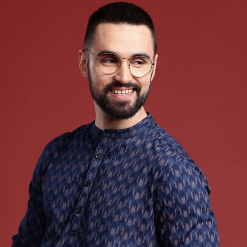 Anouk Ikkat Printed Indigo Short Kurta