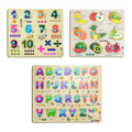 Lefan Kids Fort Pre Nursery Educational Jigsaw Puzzles for Adults Kids Learning Toys Kit Board Game 3 pcs Set of Numbers Alphabets & Fruits Educational Toy