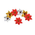 Christmas Poinsettias Red/Gold Velvet Decorative Artificial Flowers of Velvet Christmas Mix Color (Pack of 12)