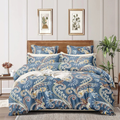 The Home Style Cotton Feel Glace Cotton Elastic Fitted Printed Queen Size Double Bed Bedsheet with 2 Pillow Cover 300TC Ash Berry Abstract