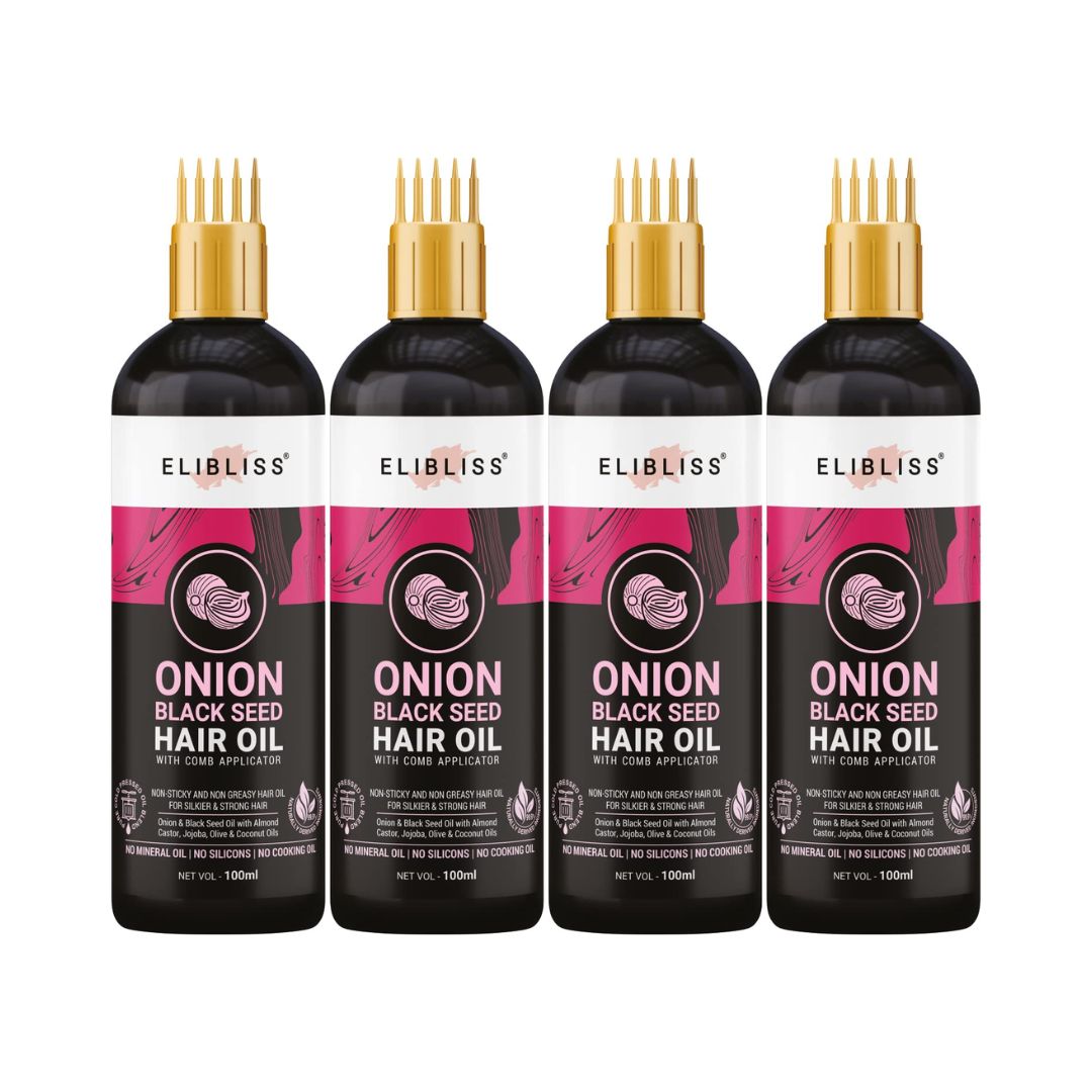 Elibliss Onion Black Seed Hair Oil - 100 ml (Pack of 4)