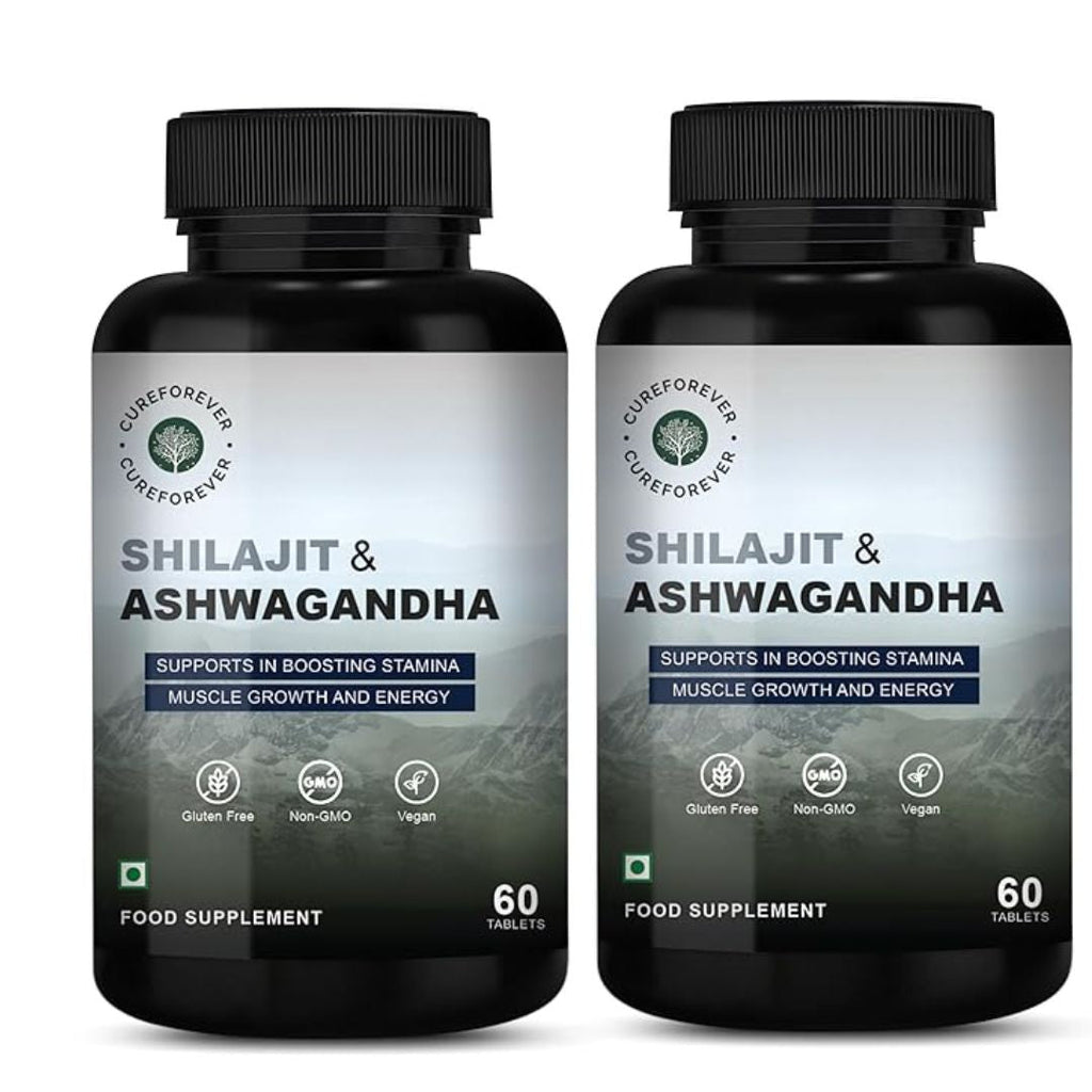 Cureforever Shilajit & Ashwagandha Tablets 1000mg/serving - 60 Tabs