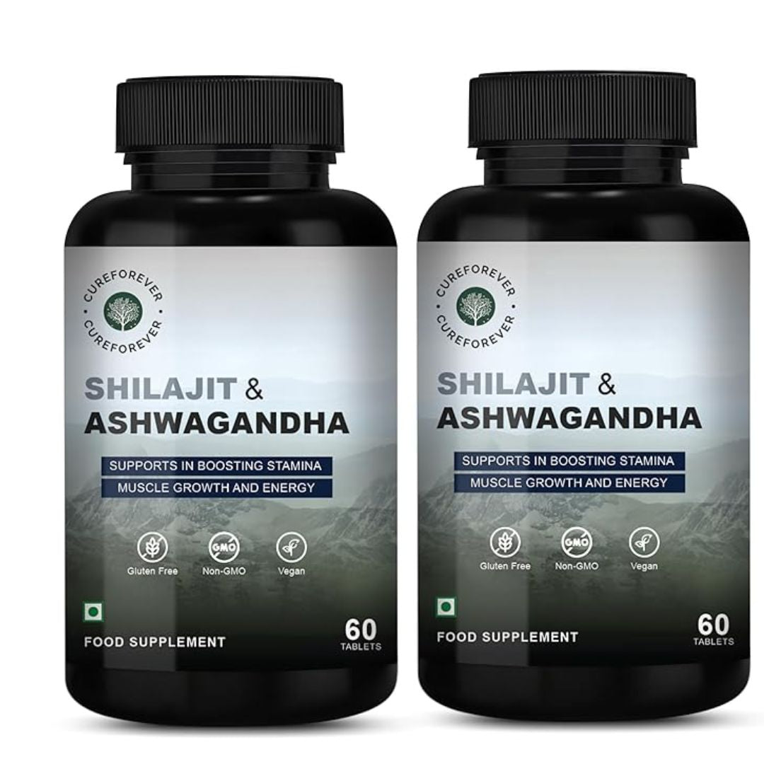 Cureforever Shilajit & Ashwagandha Tablets 1000mg/serving - 60 Tabs