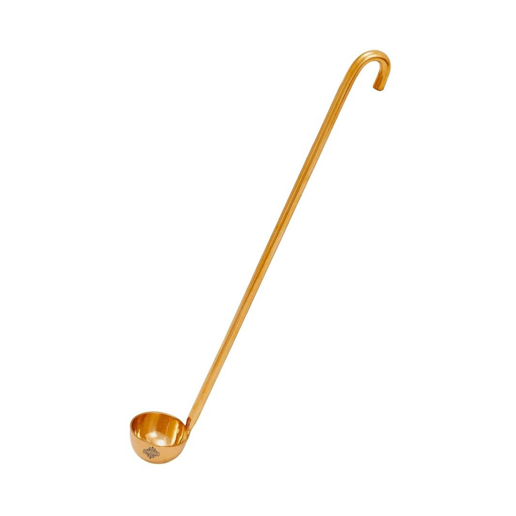 Indian Art Villa Brass Oil Spoon Serveware & Cookware Height | 11.4" Inch, Gold