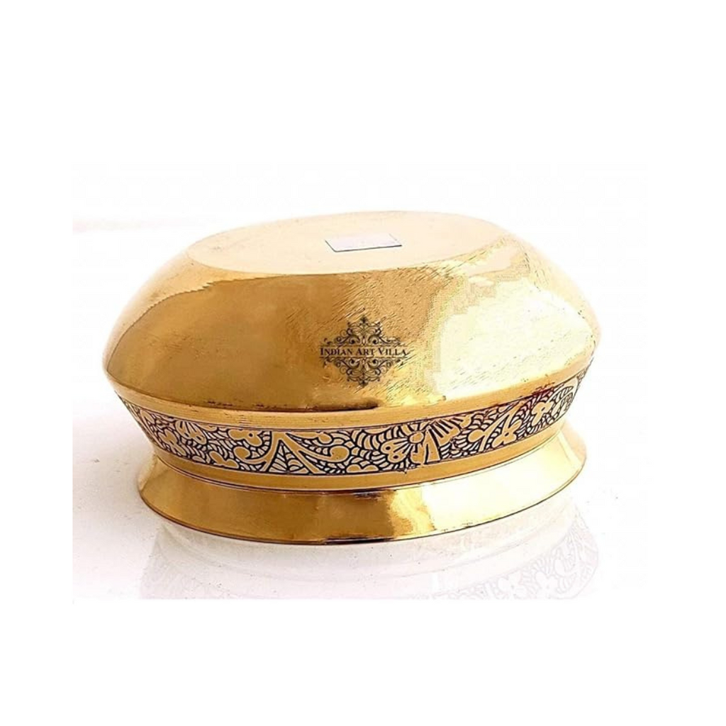 Indian Art Villa Brass Embossed Design Handi, Serveware - 350 ml
