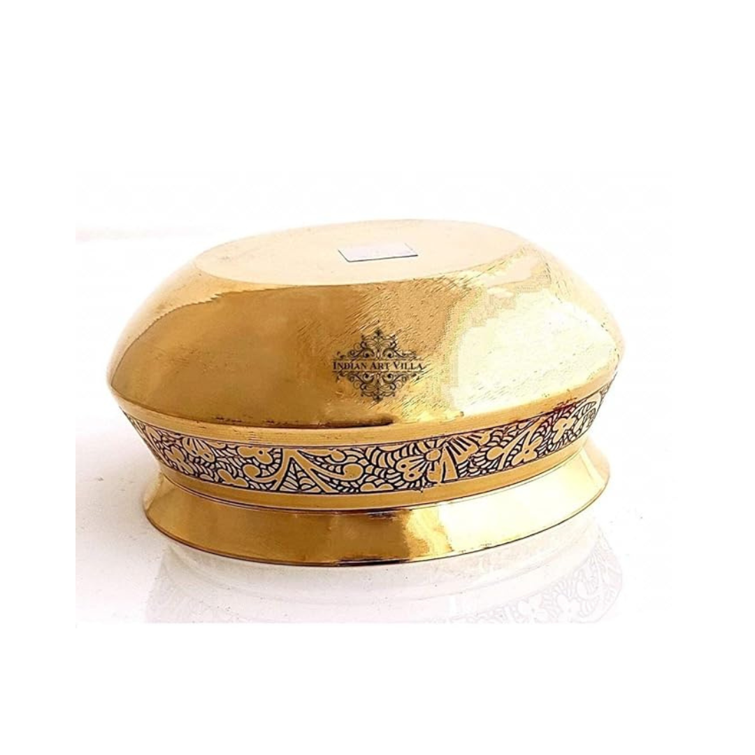 Indian Art Villa Brass Embossed Design Handi, Serveware - 350 ml
