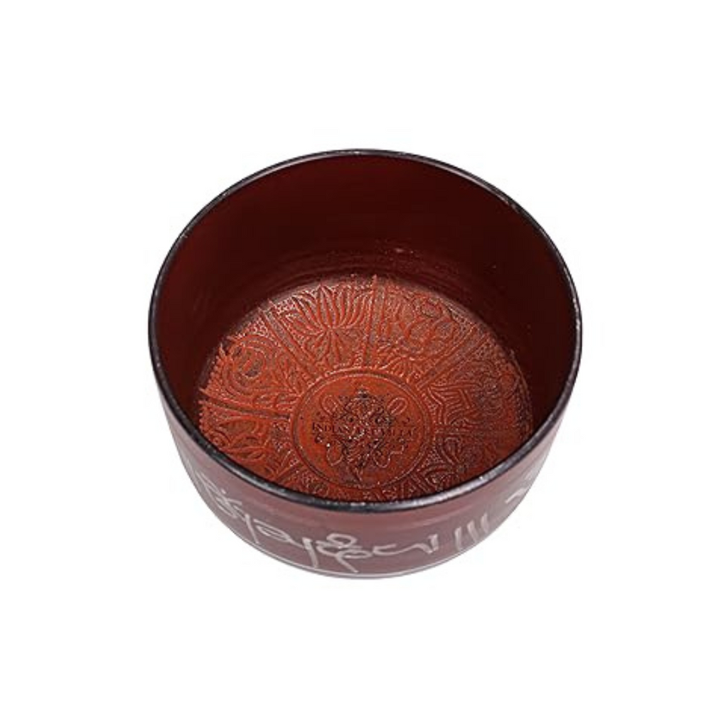 Indian Art Villa Inside Buddha Design Diameter 6"Red Brass Tibetan Deep Singing Bowl - 300 gms