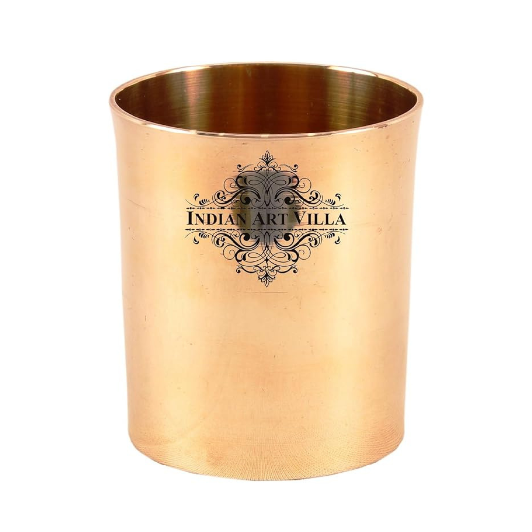 Indian Art Villa Bronze Kansa Utensils plain Glass Tumbler Cup|4" Inch Height - 250 gms
