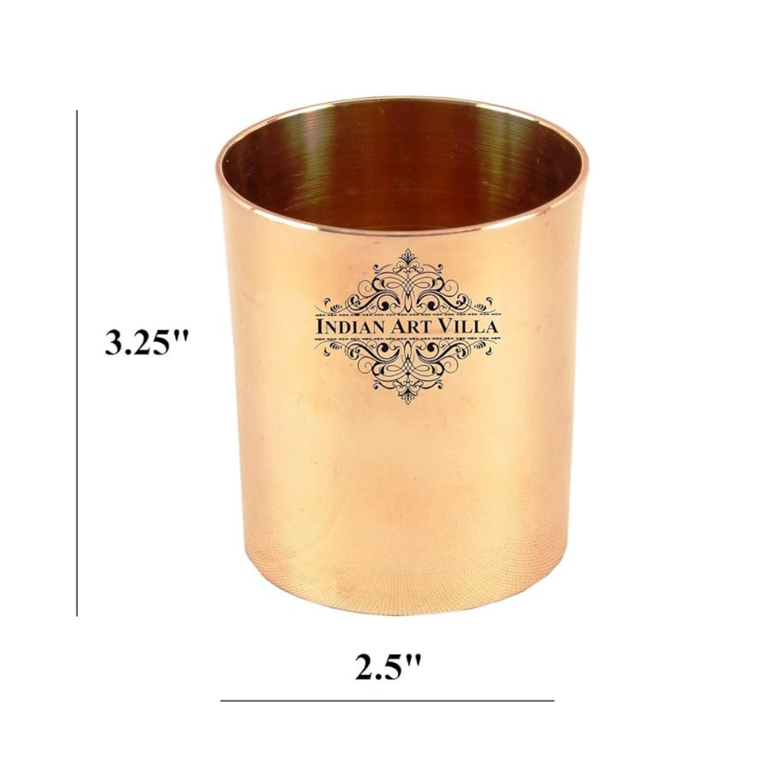Indian Art Villa Bronze Kansa Utensils plain Glass Tumbler Cup|4" Inch Height - 250 gms