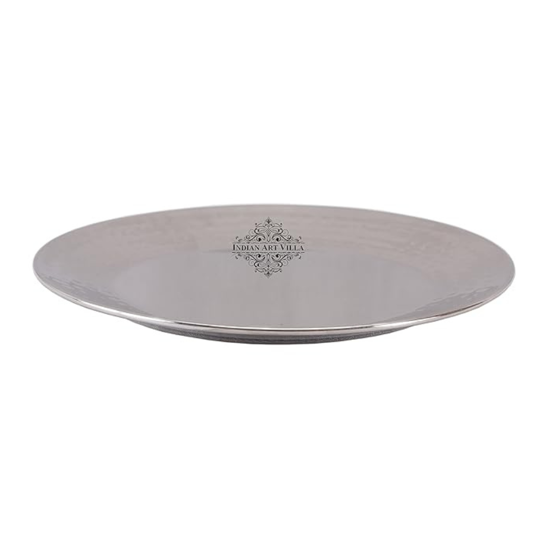 Indian Art Villa 10" Inch Steel Double Layer Quarter Plate Platter - 440 gms
