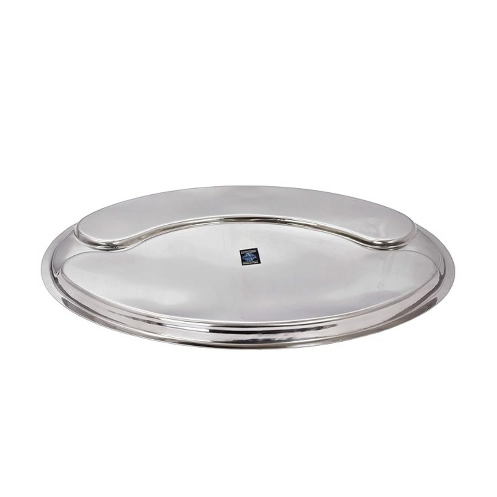 Indian Art Villa Steel Oval Plate, Serving Dishes Tableware Diameter- 16.8" Inch - 825 gms