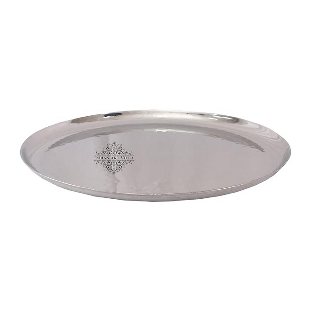 Indian Art Villa Steel Round Serving Plate 11.1" Inch Daimeter - 647 gms