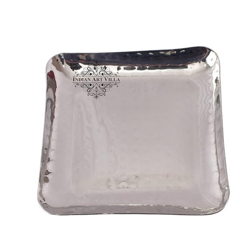 Indian Art Villa Steel Square Shape Tray - 235 gms