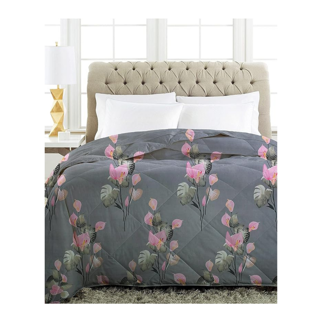 Bsb Home Super Soft Glace Cotton Microfiber 220 Gsm Ac Comforter Double Bed Blanket 90x95 Inch Grey