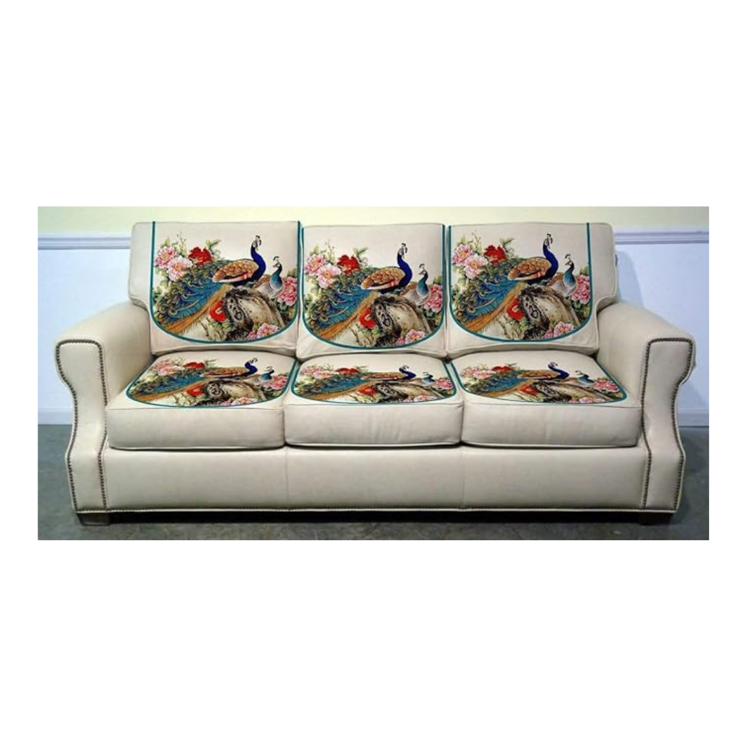 Nendle Velvet Digital Print 5- to 6-Person Sofa Cover Set Of 6 Pieces Multicolor