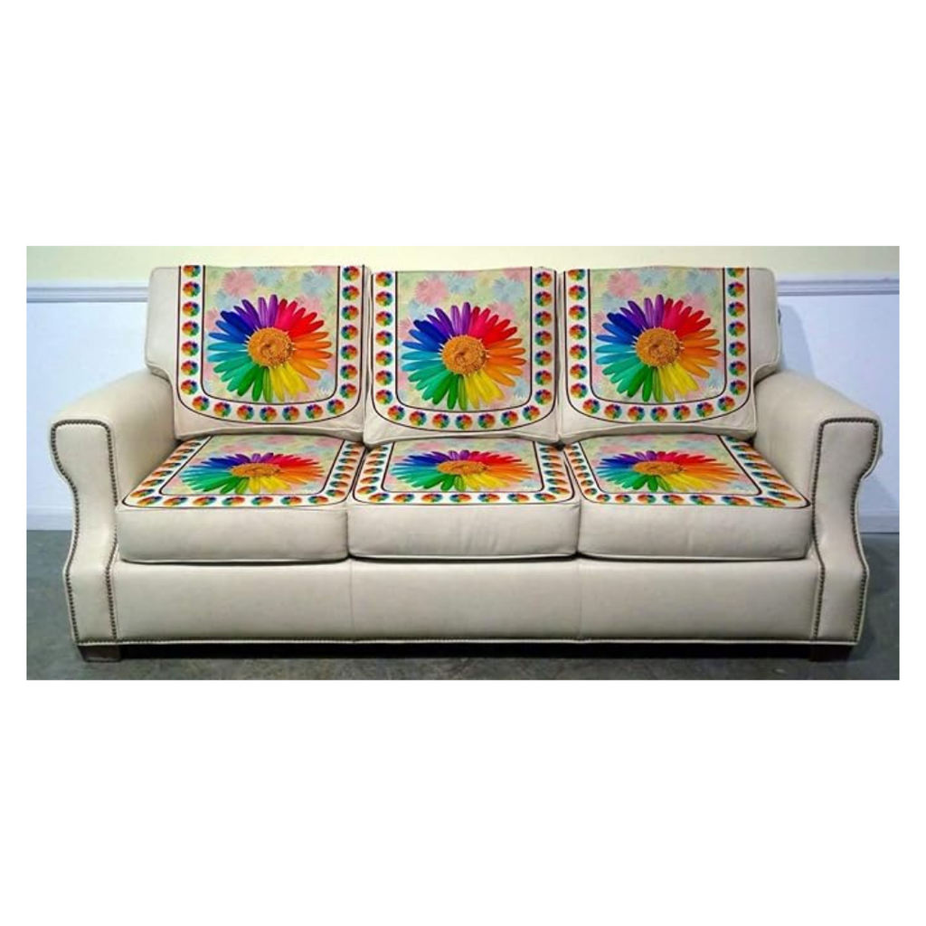 Nendle Velvet Digital Print 5 Seater Sofa Cover for Living Room Set of 6 Pieces Multicolor