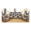 Nendle Luxurious Cotton Abstract Design 5 Seater Sofa Cover Set (Violet, 6 Pieces)