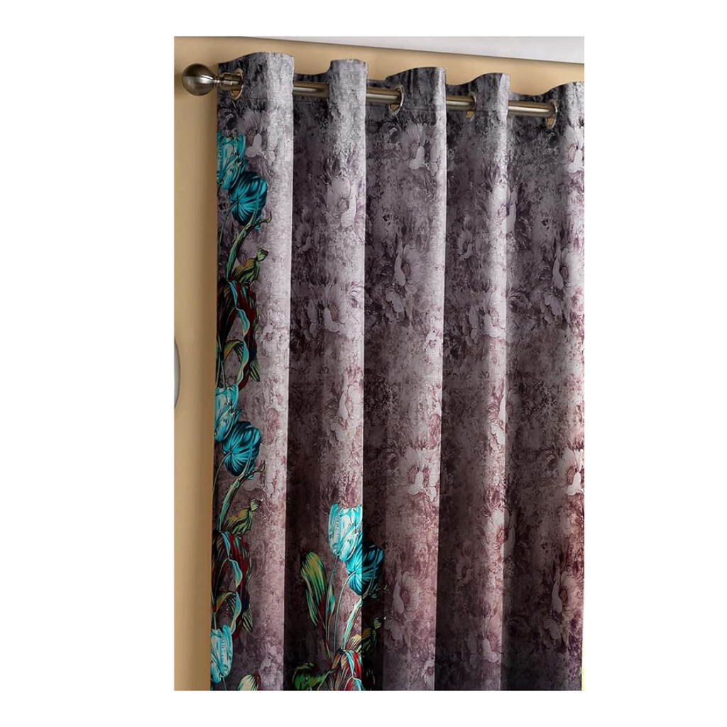Nendle Polyester Printed Window Curtains 5 Feet Long Set of 2 Multicolor Sea Green Colour