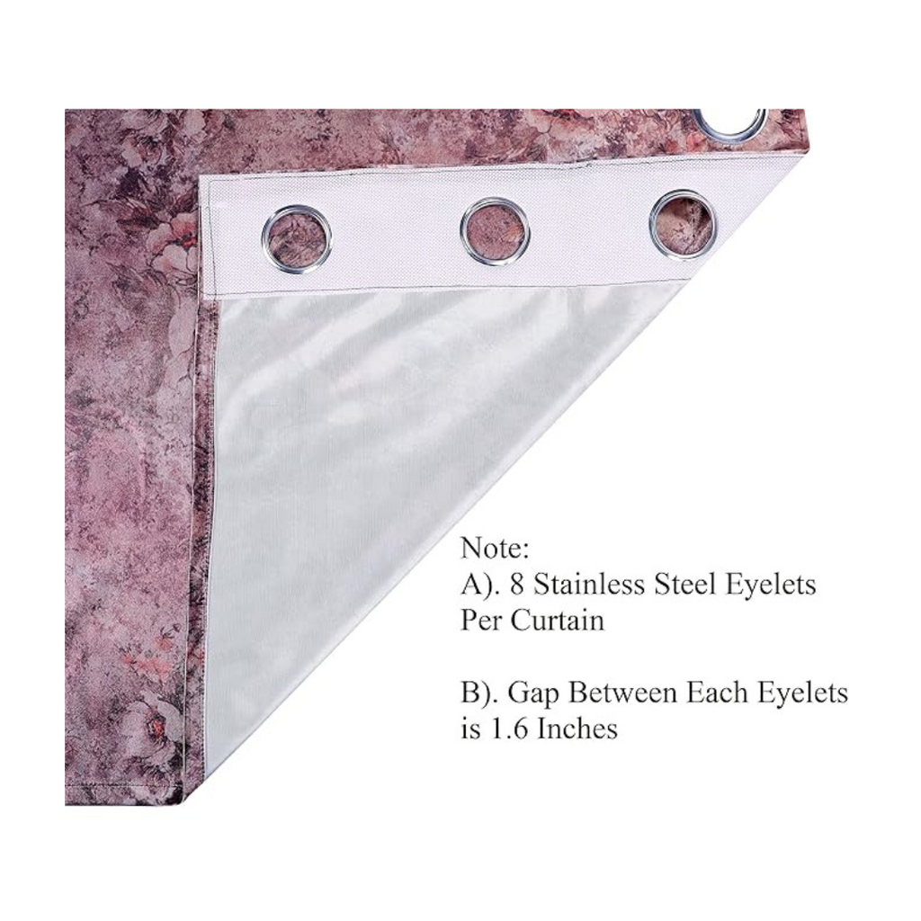 Nendle Polyester Printed Curtains 7 Feet Long Set of 2 Multicolor Pink Colour