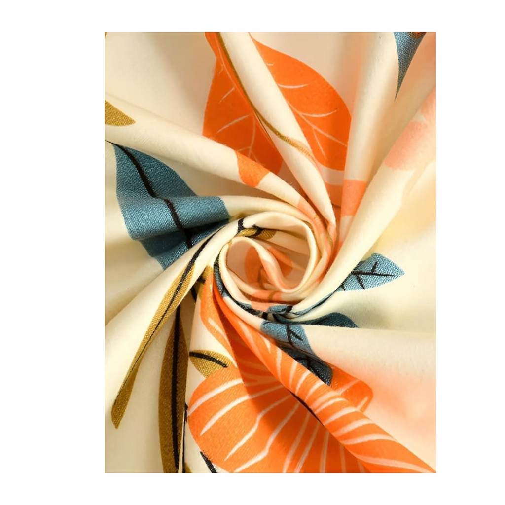 Decomizer Cotton Feel Glace Elastic Fitted Printed King Size Double Bed Bedsheet 2 Pillow Covers Yellow Flowers
