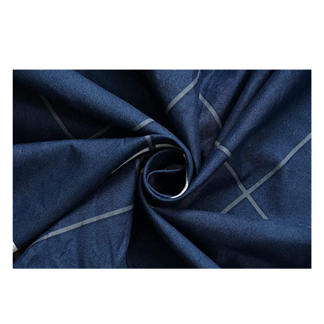 Decomizer Soft Glace Cotton King Size AC Comforter Blanket 2 Large Pillow Covers Blue White Lines Colour