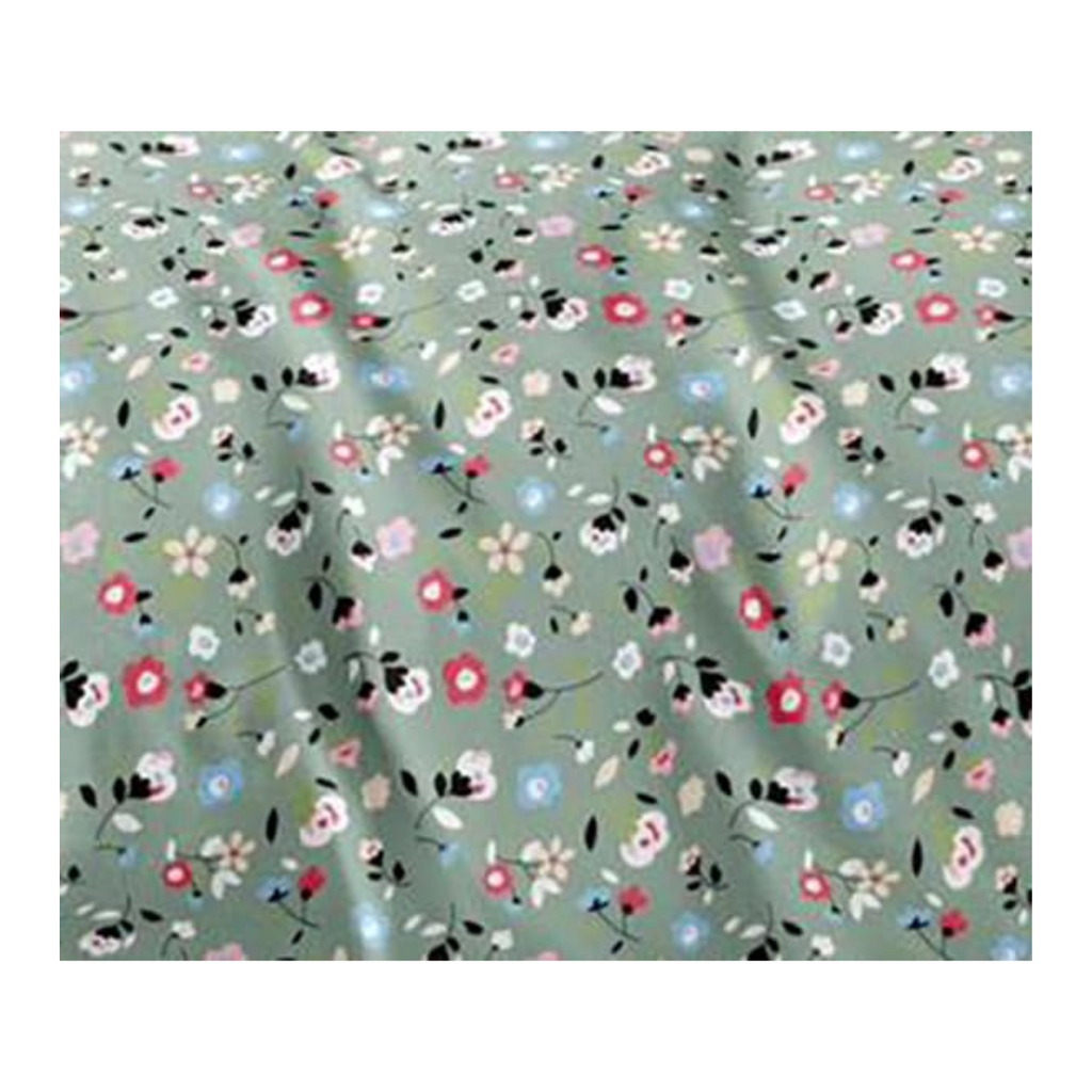 Decomizer Soft Glace Cotton King Size AC Blanket 2 Large Pillow Covers Green Small Flower Colour