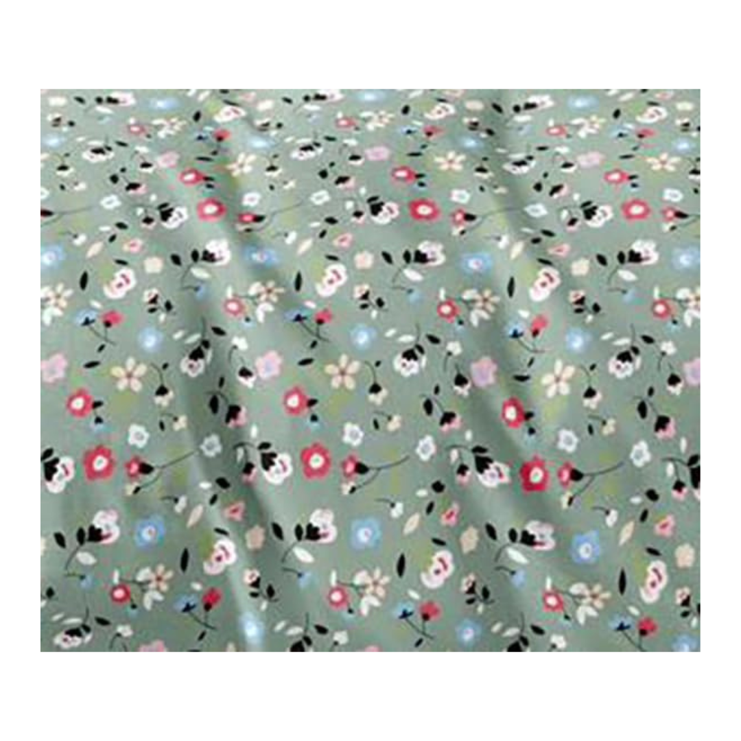 Decomizer Soft Glace Cotton King Size AC Blanket 2 Large Pillow Covers Green Small Flower Colour