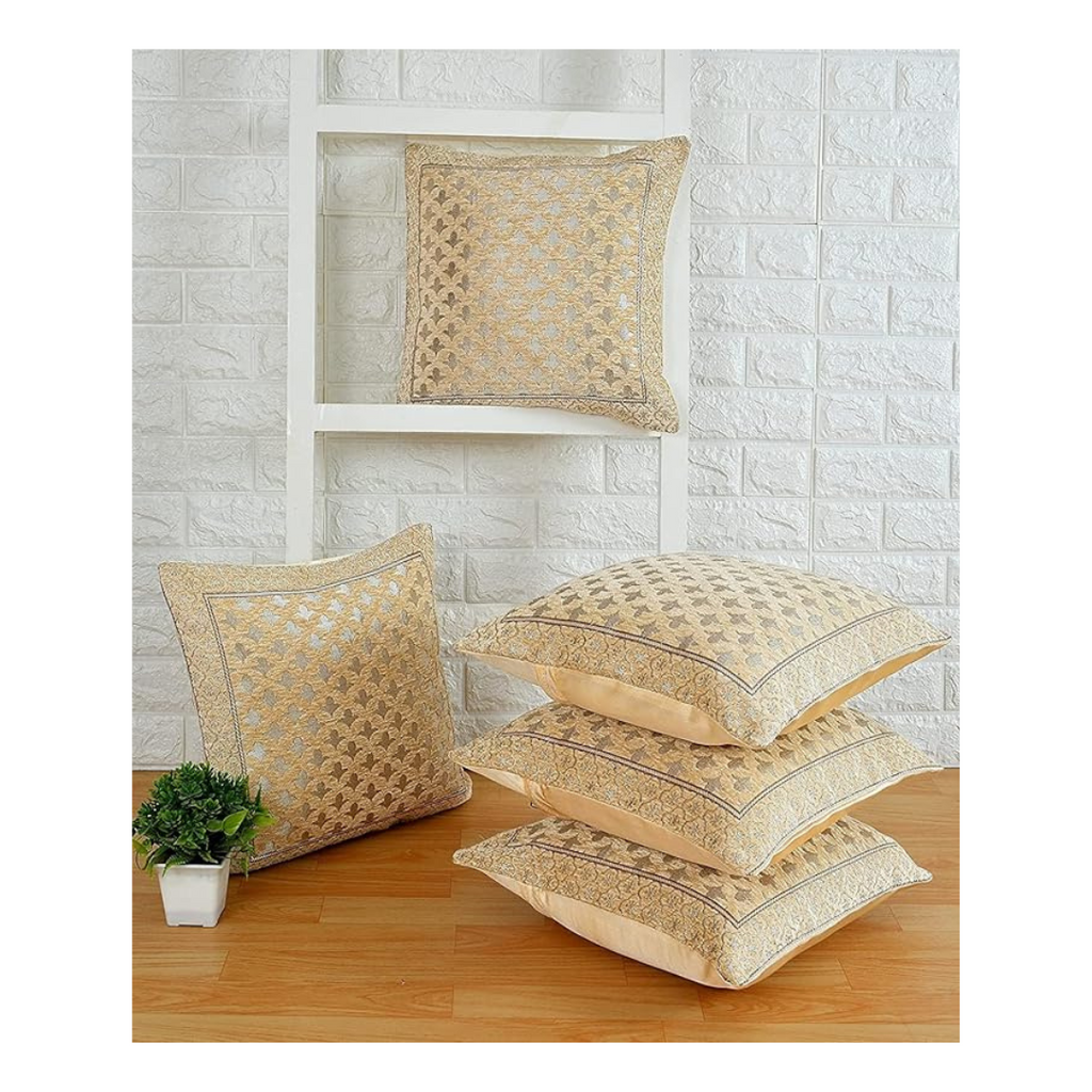 Decomizer Jacquard Weaved Geomteric Cushion Covers Set Of 5 Star Color Beige