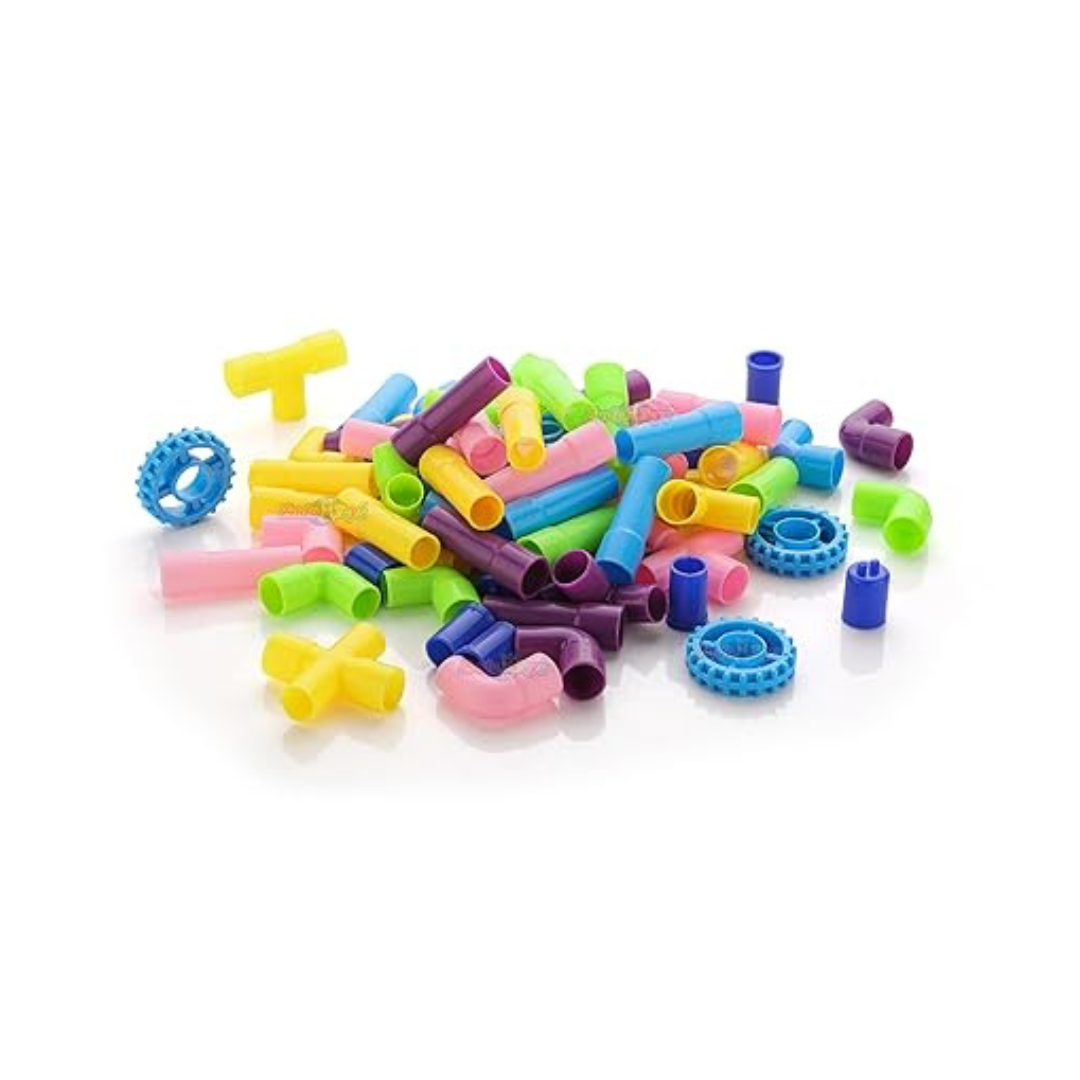 Zudo Toys Multi Coloured Educational Play And Learn Plastic Building Block Set Pipes Puzzle