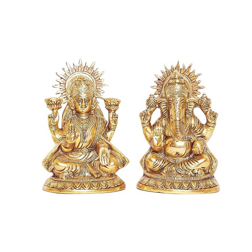 KridayKraft Metal Laxmi Ganesh Statue Murti for Pooja & Home Office Decor Laxmi Ganesha idol