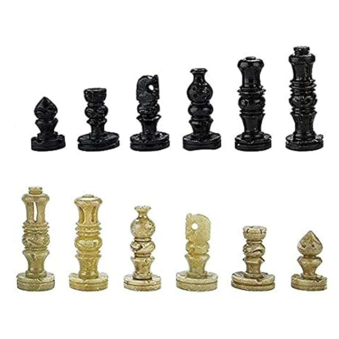 StonKraft 8" Wooden Chess Board Set with Stone Inlaid Work + Stone Chess Pieces