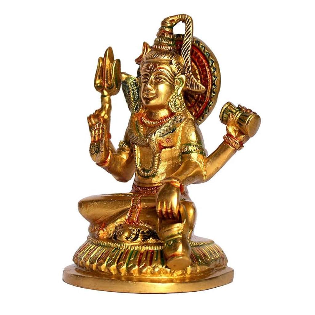 StonKraft Brass Shiv Family, 11 x 7 x 13 cm, Golden
