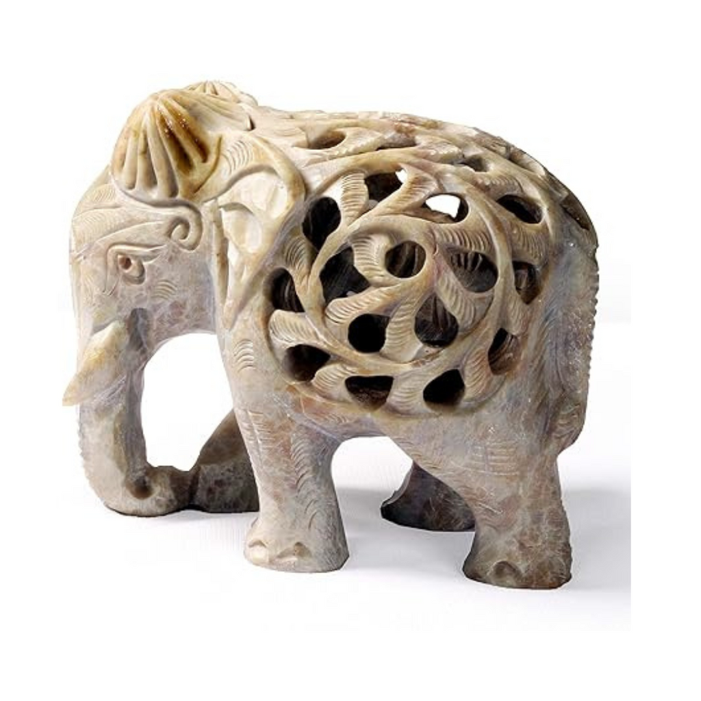 StonKraft Marble Soapstone Carved Elephant Baby Inside Mother's Tummyarble Elephant Baby