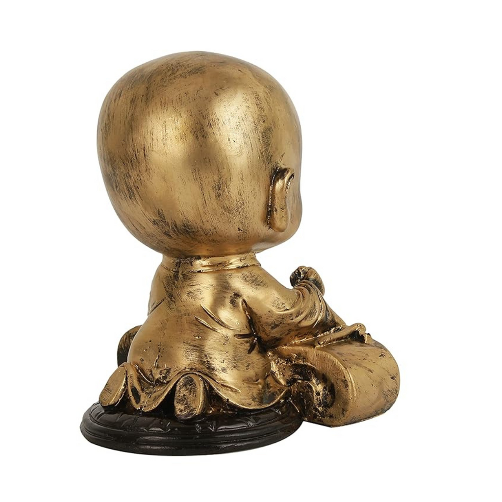 Tied Ribbons Polyresin Decorative Monk Buddha Showpiece Decorations Items for Home Gifts