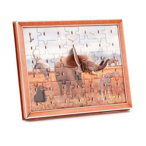 Webby African Savanna Elephant 2D-3D Puzzles with Frame Decoration for Kids 42 Pcs