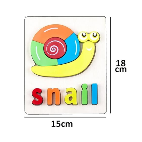 Smoneo 3+ Years Handcrafted 3D Wooden Jigsaw Puzzle Pre Education Alphabet & Number Learning Multicolour Toy Insects