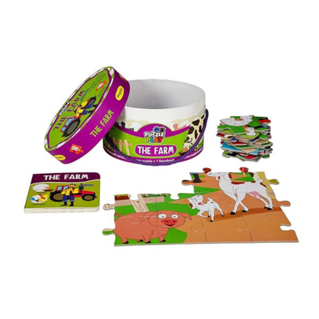 The Book Tree Farm Puzzle Box for Kids 50+ Jigsaw Puzzle Pieces & 1 Storybook I Educational Toy