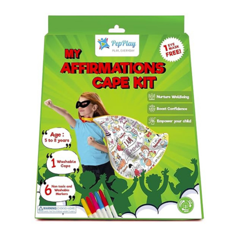 PepPlay Cotton My Affirmation Cape Coloring Kit With 6 Smudge Free Washable Markers Customised