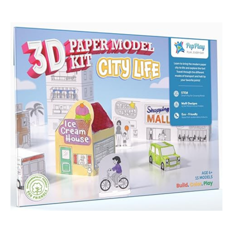 PepPlay 3D Paper Model Kit City Life Art Craft Colouring Diy Kit for 6+ Years Model Building Kit
