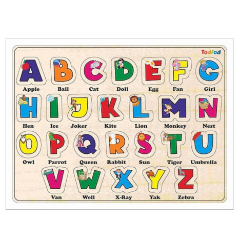 TodFod Wooden Gujarati & English Alphabets Puzzle Toy for Kids & Children Gujarati Consonants with Knob