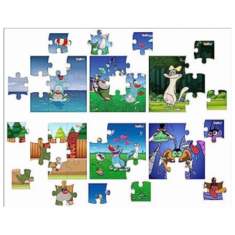 TodFod Wooden Jigsaw Puzzles Toy for Kids & Children Sponge Bob 54 Pieces 6 in 1 Anime Cartoon