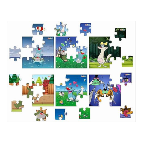 TodFod Wooden Toy for Kids & Children Oggy and Cockroach & Friends 54 Pieces 6 in 1 Puzzles